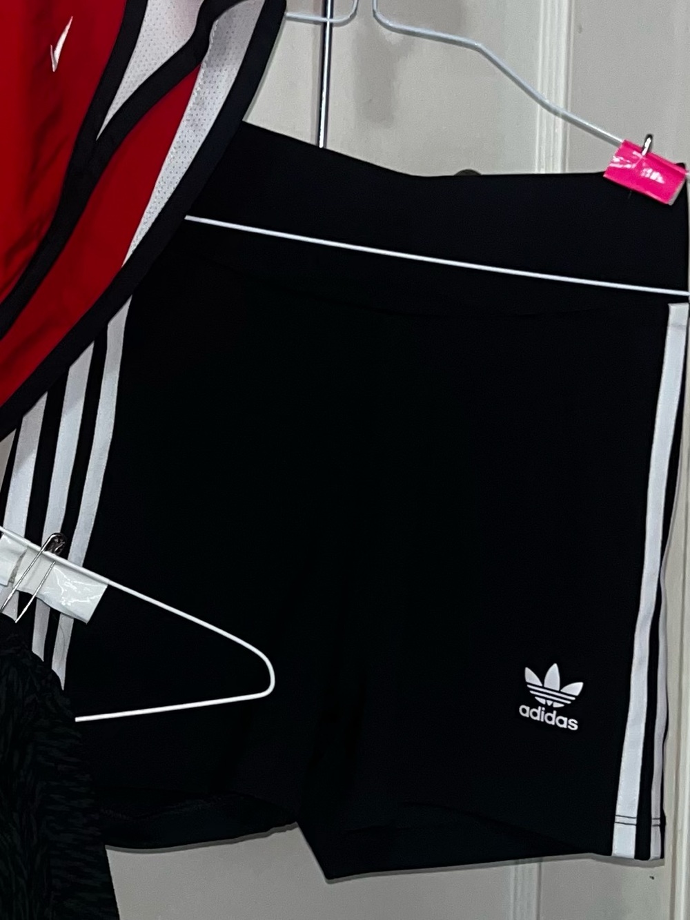 adidas Black Bike Shorts with White Side Stripes
